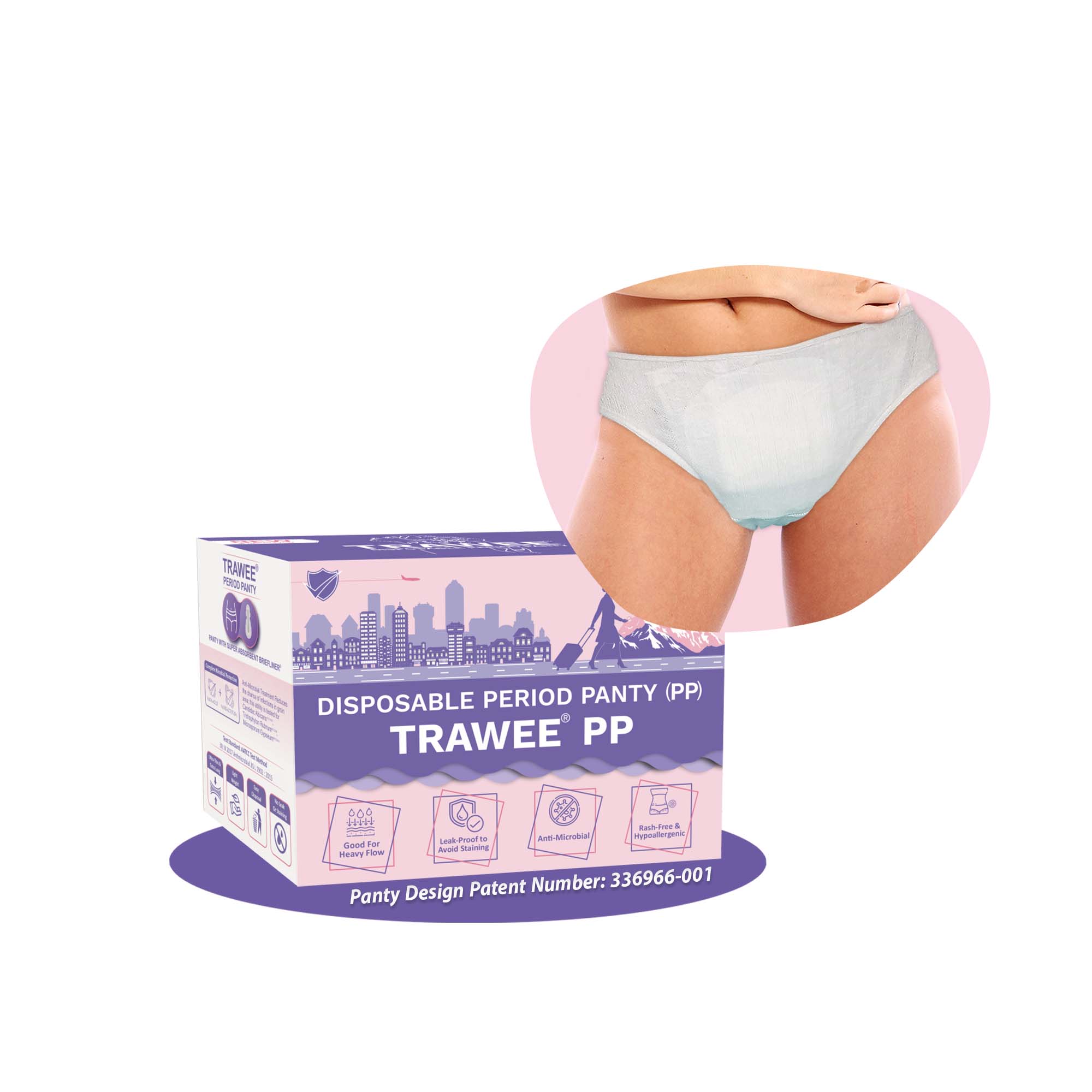 Trawee®-PP Disposable Period Panty with Super Absorbent Pad for Sanitary Protection, Menstrual Briefs, Absorbent Period Underwear for Women (Pack of 5)